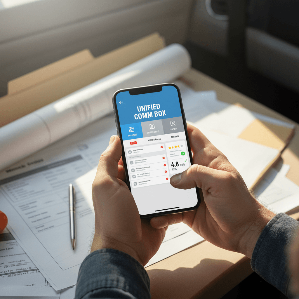 Dialed Contracting CRM interface on a smartphone